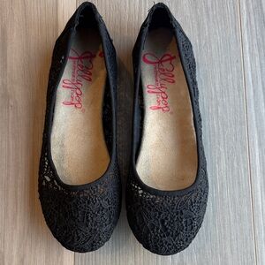 Jellypop Women's Darianna Black Crochet Flats Size 7.5